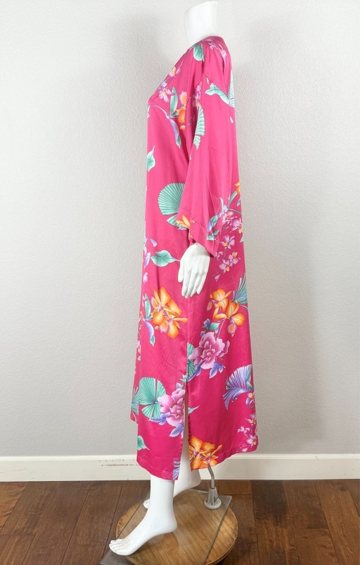 NATORI Nightgown Sleep Dress In Satin Floral Print Size Small - Kimono/Kaftan