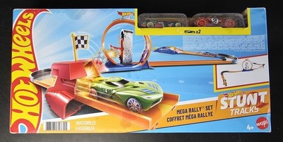 Hot Wheels Stunt Tracks Mega Rally Set NEW SEALED w/ 2 Cars Mattel Track Set