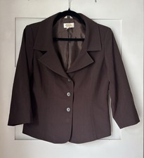 Talbots Brown Blazer Jacket Women  s Size 6 Button Closure 3/4 Sleeve Short