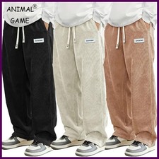 New Mens Corduroy Casual Pants Fashion Loose Fit Baggy Pants Straight Sweatpants