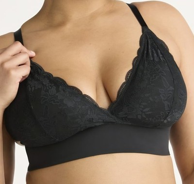 Joyspun Bralette Women's XXXL Black Micro & Lace Wirefree Removeable Pads