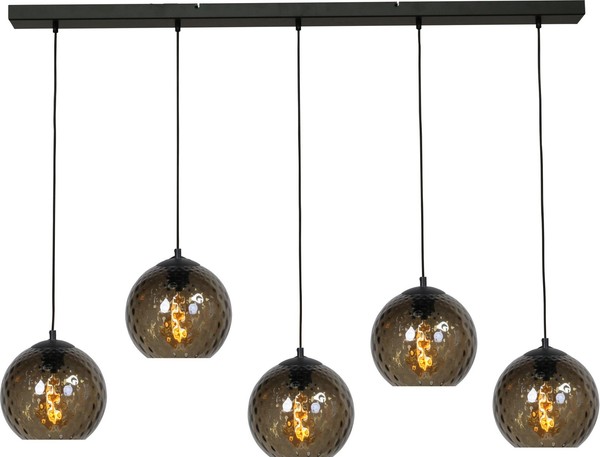 HäNgeleuchte HäNgelampe Schwarz Rauchglas 5-Flammig E27 Esszimmer Wohnzimmer-image