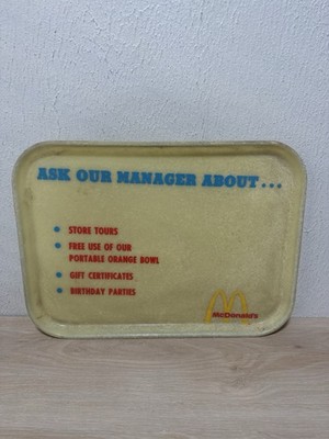 Vtg 60s 70s McDonalds Fiberglass Tray Ask Our Manager About Store Hours Birthday