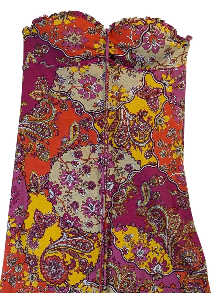 Maxi Vestido Energie Mujeres L Boho Cachemira Floral Sin Tirantes Halter Playa Festival Foto 2 de 4