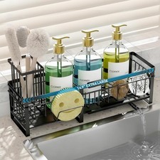 Extra Large Extendable Sponge Holder Kitchen Sink Rustproof Sink Caddy Organizer
