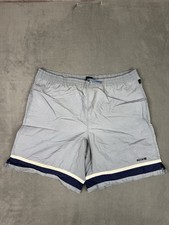 Nike 90s Vtg Mens Gray Sport Shorts Size L Mesh Lined Swim Trunks Spellout