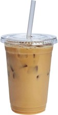 GUSTO Clear Plastic Cups 20 oz Disposable Coffee Cups with Lids, 50-Pack