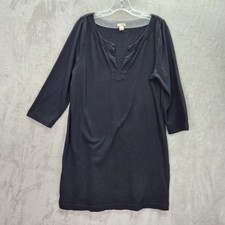 J. Crew Tunic Dress Womens Large Black Cotton 3/4 Sleeve Basic Lagenlook Office