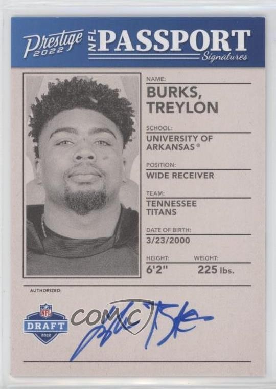 Treylon Burks Panini Prestige NFL Passport Signatures #NPSTB Base