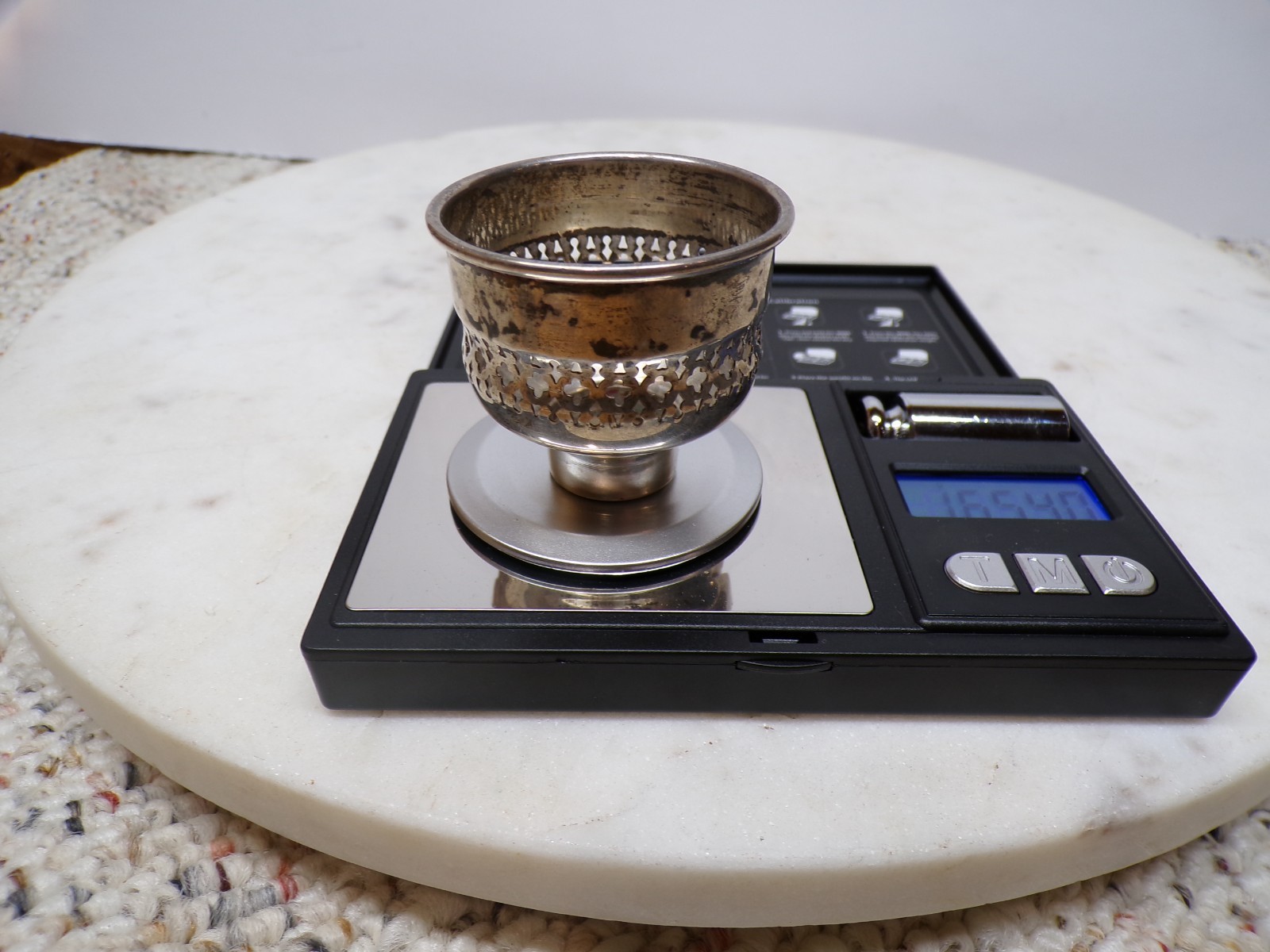 Wallace Sterling Silver #5084 Glass Base Candle Holder Candlestick 16+ Grams