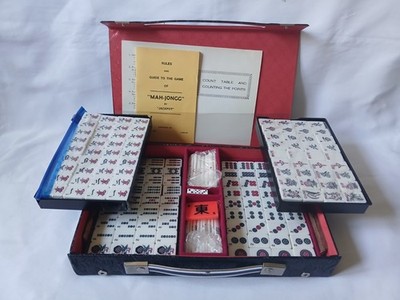 HPG Jackpot Mahjong Set 144 Bambus Rückseite Fliesen schwarz Hülle Buch Mah Jong Jongg 5