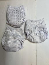 Lot Of 3 New Printed Reuseable Cloth Diapers One Size Snap Adjustable