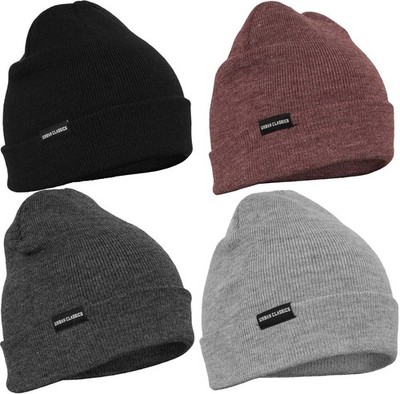 URBAN CLASSICS BASIC FLAP BEANIE  Winter Strick Mütze Long Patch Jersey Melange