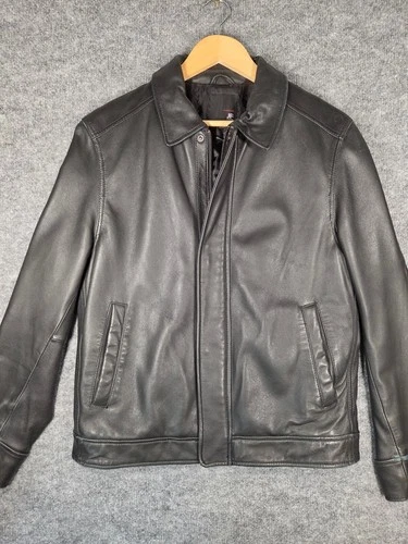 JF J. Ferrar Genuine Lambskin Black Leather Jacket Small - product listing photo