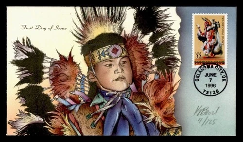 DR WHO 1996 FDC INDIAN TRADITIONAL DANCE BEVIL HANDPAINTED CACHET M75366