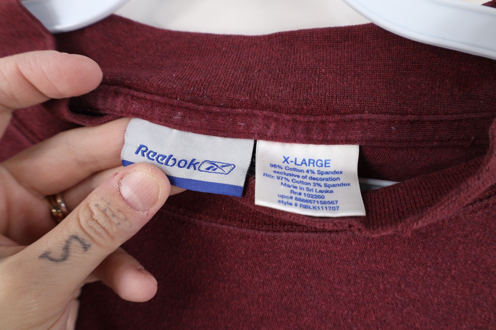 Vtg 90s Y2K Reebok Mens XL Faded Mock Neck Long Sleeve T-Shirt Burgundy Maroon thumbnail 6