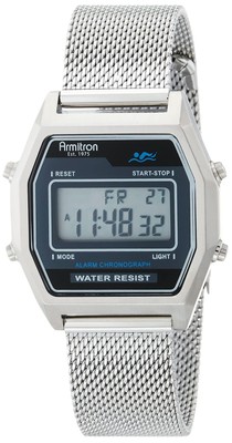 Armitron Sport Men's Watch Retro Digital Chrono Mesh Bracelet, Silver, Superb