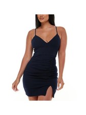 EMERALD SUNDAE Womens Mini Dress Navy Spaghetti Strap Adjustable Lined Juniors L
