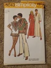 VTG 70s Simplicity Pattern 5043 Misses Dashiki Shirt Caftan Dress Sz 12 CC