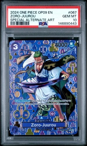 Special Alternate Art Zoro-Juurou One Piece OP09 SP OP05-067 R PSA 10