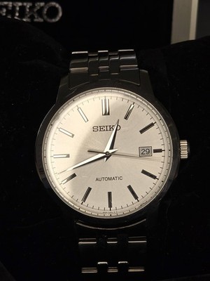 Seiko SRPH85K1 Automatic Men's Watch Silver Dial 41mm Box & Papers