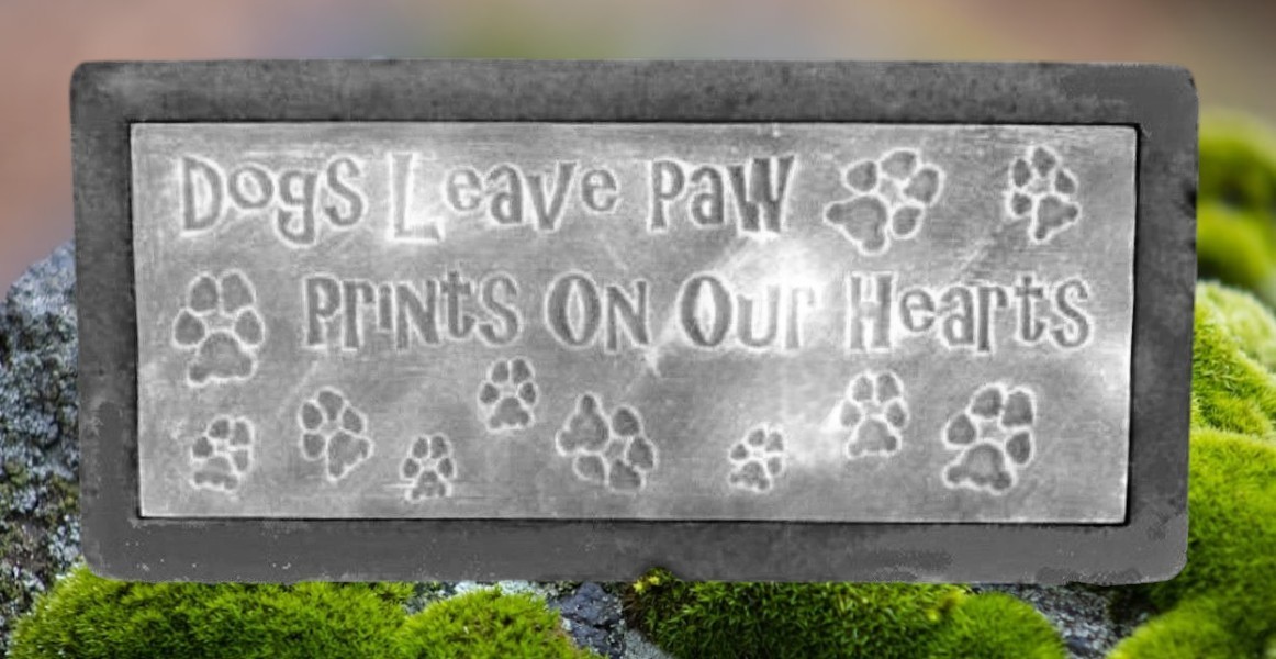 Dogs leave paw prints concrete bench  .150 plastic mold  31" x 14" x 2.5" thick