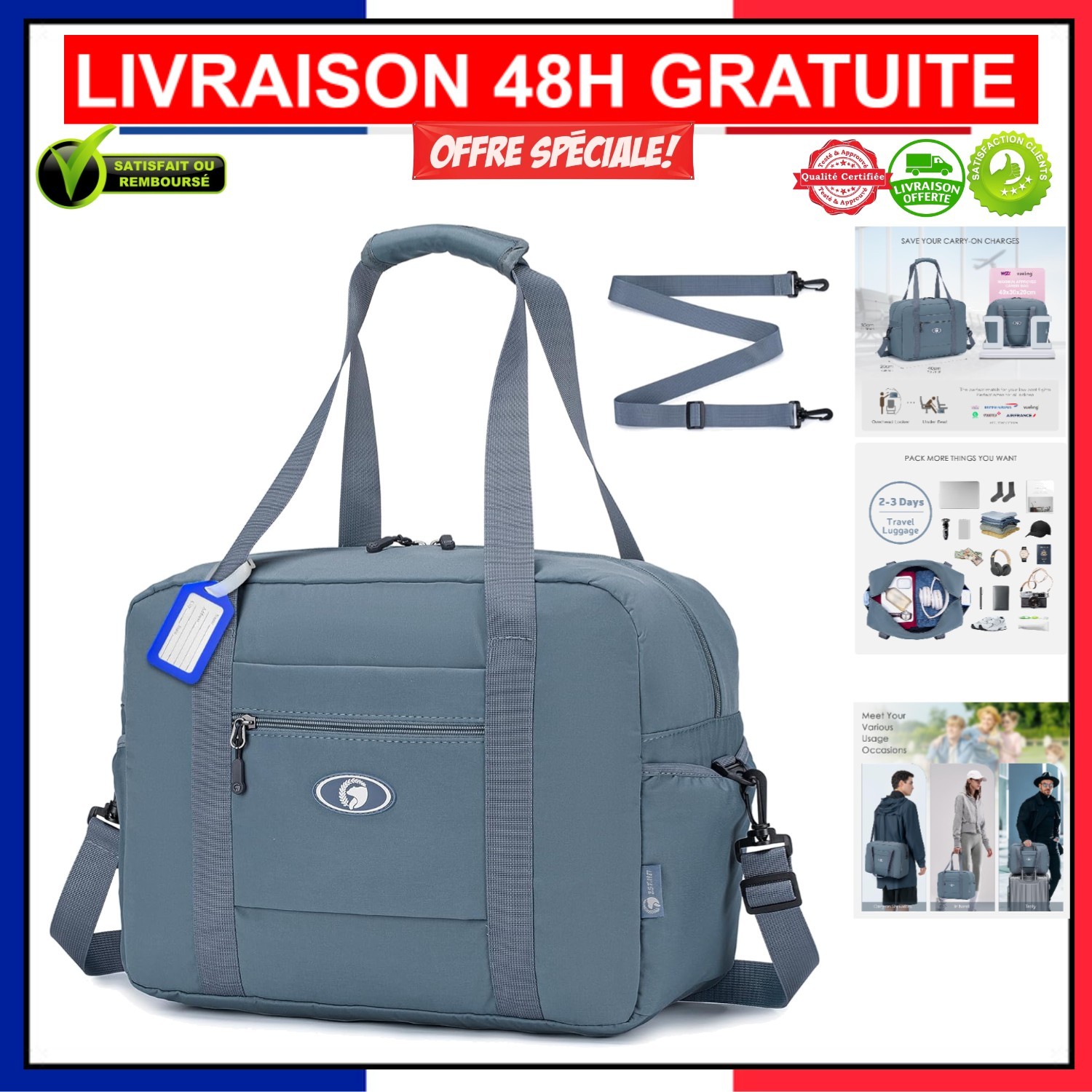 Sac de sport pliable 25L compact - Sac de voyage léger sous siège
