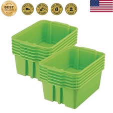 160074GRN Stackable Plastic Book and Organizer Bins for Classroom or Home Use...