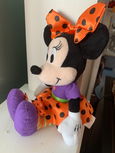 Disney Minnie Mouse 10" Halloween Peluche Peluche Bambola Pois Fiocco - Foto 8 di 15