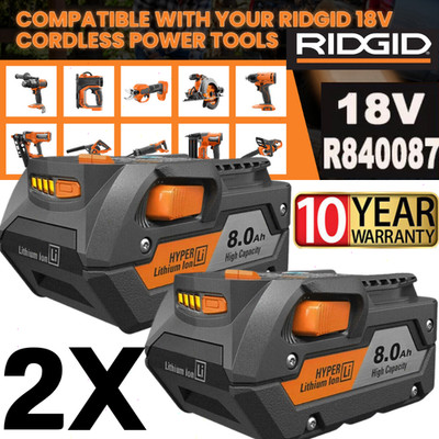 2 PACK For Ridgid 18V R840085 8.0Ah Lithium-ion Battery Rigid 18Volt R840087