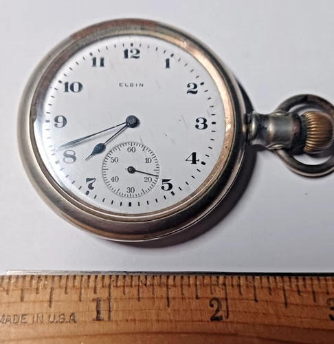 Vintage 2" Elgin Silvertone Swing Out Works Pocket Watch Runs