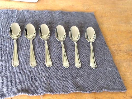 6 - Teaspoons Lenox BEAD Plume 18/10 Glossy Stainless Steel 6-1/2" EUC