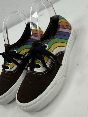 Vans Authentic Rainbow Gradient Black Multi Color Low Top Sneakers Womens 7.5
