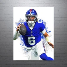 Jaxson Dart New York Giants Sports Print, Man Cave