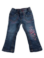 Vintage Healthtex Y2K Toddler Girls 18M Embroidered Denim Blue Jean Pants