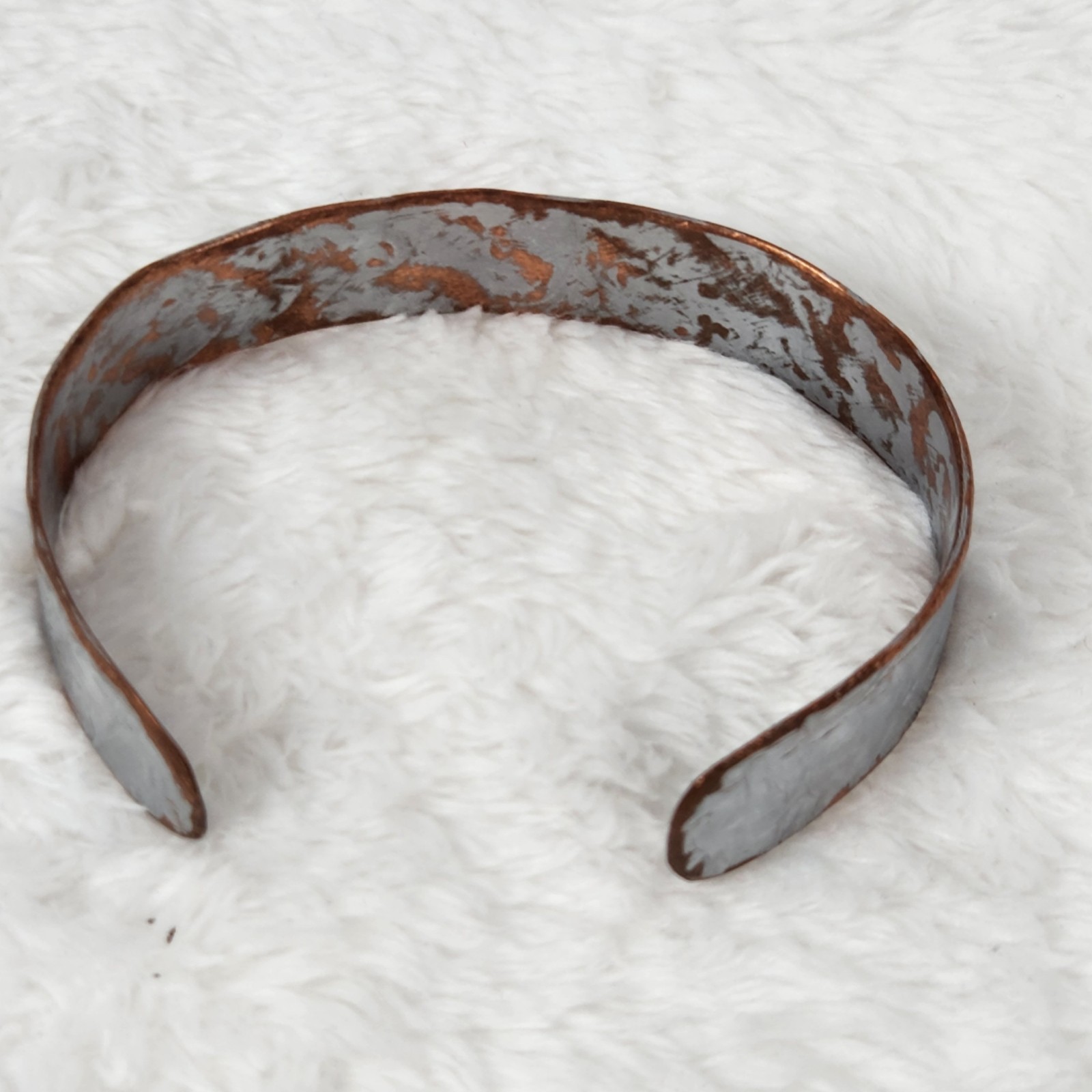 Vintage Solid Copper Silver 1/2" Cuff Bracelet 7"… - image 1