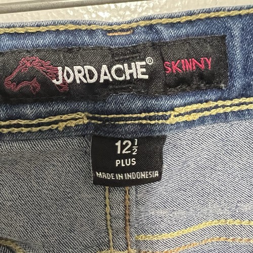 Jordache Skinny Jeans Youth Girls Sz 12.5 Plus Adjustable Waistband Blue Denim - Picture 9 of 12