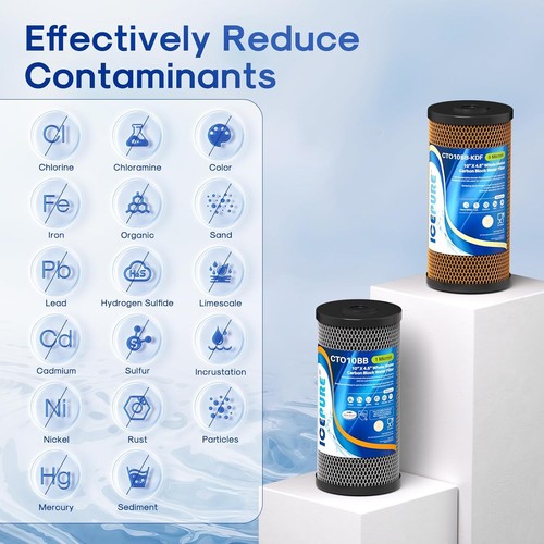 Icepure 10"x4,5" Ganzes Haus Wasserfilter Set Sediment & Kohle Kartusche 2er Pack - Bild 2 von 9