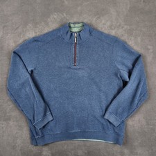 Tommy Bahama Reversible 1/4 Zip Sweater Mens Large Blue Green Pullover Casual