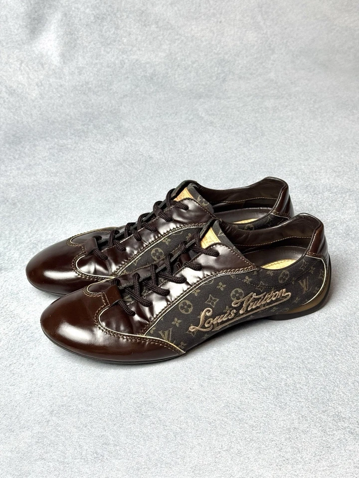 Zapatillas Louis Vuitton Vintage Cuero Marrón Monograma Retro Y2K Mujer Talla 38.5 Foto 2 de 4
