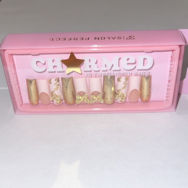 Salon Perfect 3D Pink Coffin Medium Press-On Nails w/ Glue 43374RP