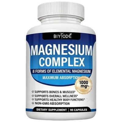 Magnesium Complex 8 1000mg, Elemental Magnesium, Gluten Free- Non-GMO 90 Caps...