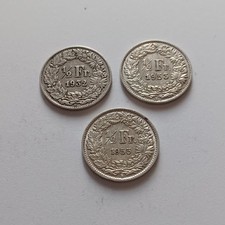Monete Da Collezione Svizzere Silver X 3 Mezzi Franchi Ag 835 Lotto Argento 288