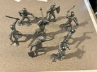 1964 Marx Fighting Knights Silver 6” Vintage Lot 8 Gray Plastic Figures