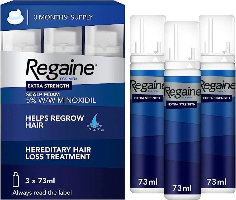 Regaine Men Extra Strength 3 Month Triple Pack Hair Loss & Growth Foam EXP 2027