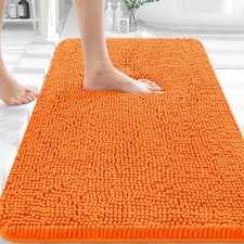 OLANLY Bathroom Rugs 30x20, Extra Soft Absorbent Chenille 30" X 20", Orange