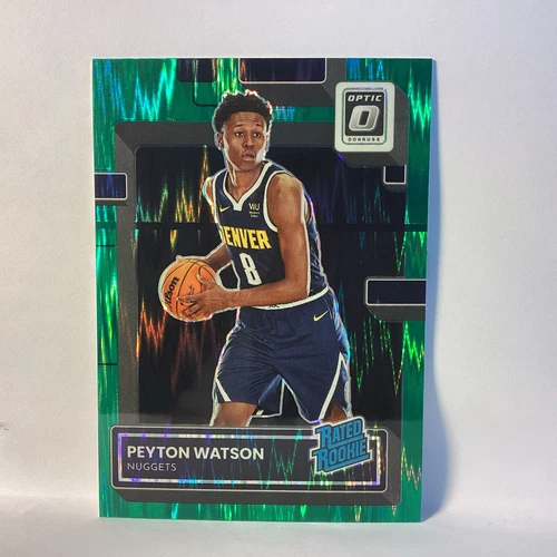 2022-23 Donruss Optic Peyton Watson #223 Green Shock N/M+ Denver