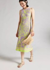 Farm Rio Size M • Knit Midi Anthropologie Fitted Lime Lavender Cruise Dress