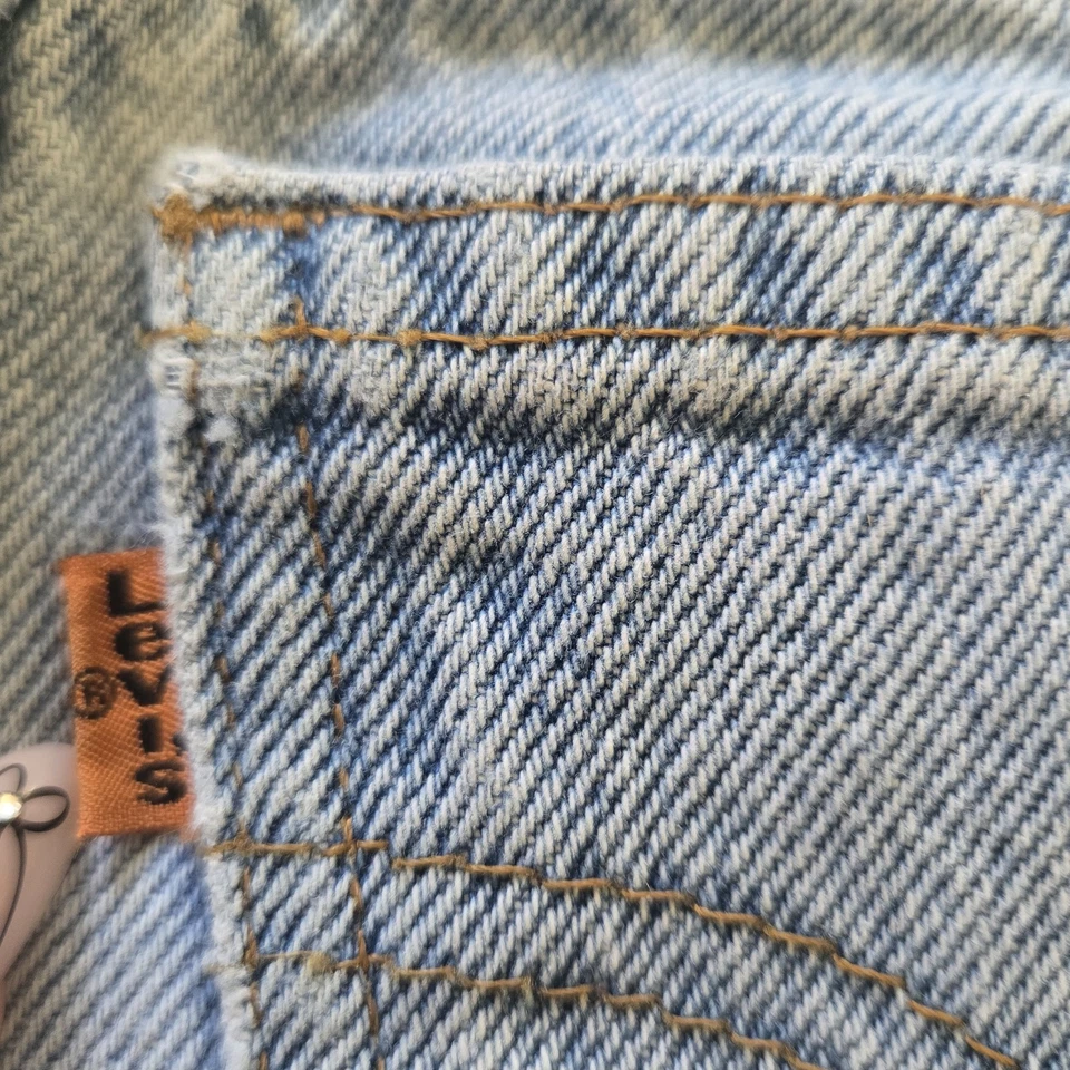 Pantalones Cortos Denim Vintage Años 90 Naranja Tab Niños Little Levi Azul Lavado Claro Talla 5 Ajustados Foto 4 de 4
