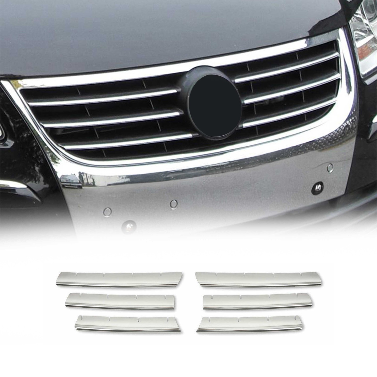 Grille de calandre chromée VW Caddy Life 2004-2010, accessoire tuning carrosserie 6 pièces